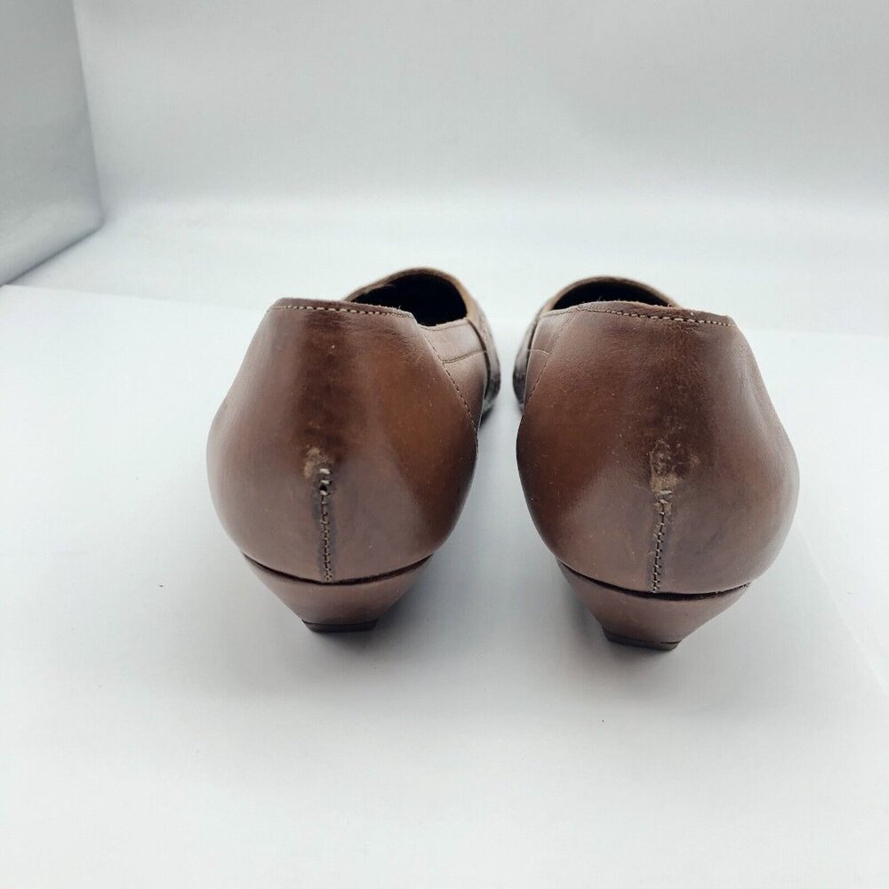 Dr Scholls brown leather embroidered slip on pumps kitten heel sz 9 - Picture 4 of 11